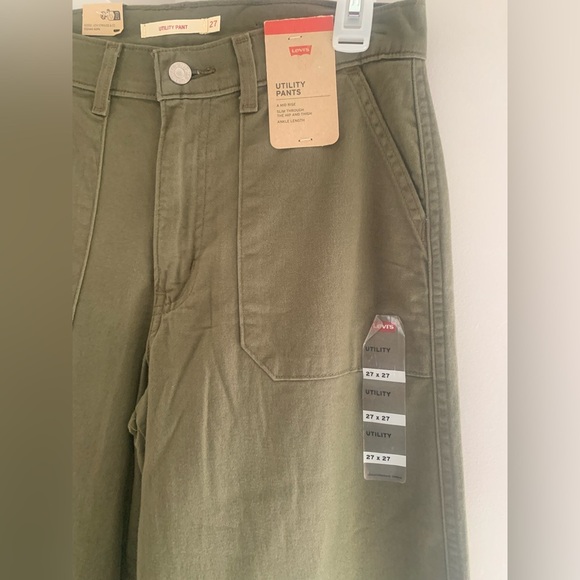 Womens Levi’s Olive Green Utility Straight Lose Fit Cargo Grunge Skater Pants 27 - Picture 3 of 7